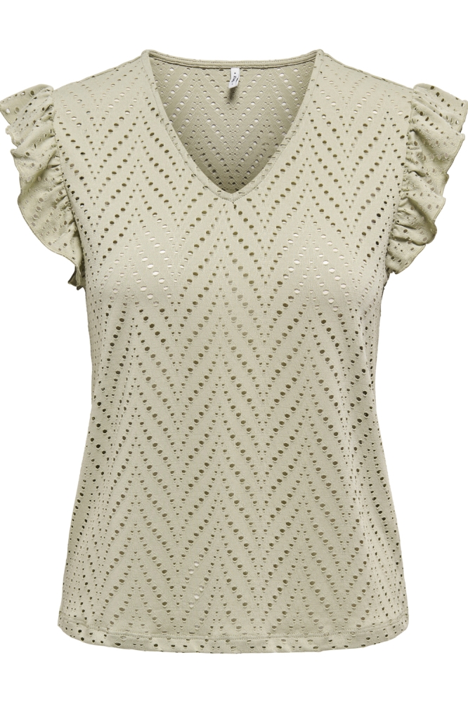 ONLSMILLA S/L V-NECK FRILL TOP JRS 15349061 ELM/BOHO